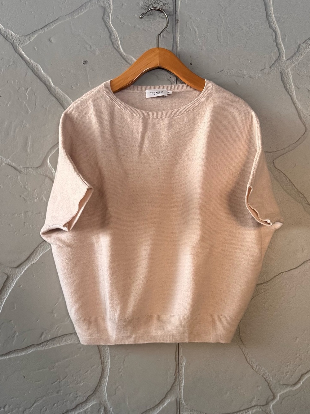 The Reset Label Beige Dolman Sleeve Knit Sweater Top Size S/M Soft Minimalist